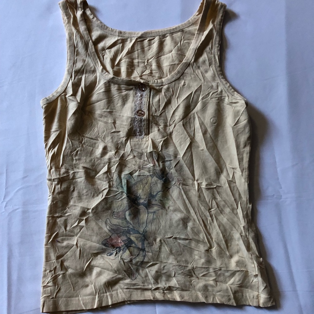 Women Affect Size M Cream Color Sleeveless Top - 1062